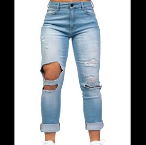 FITJEANS High-Waisted, Super Ripped Mom Jeans, S